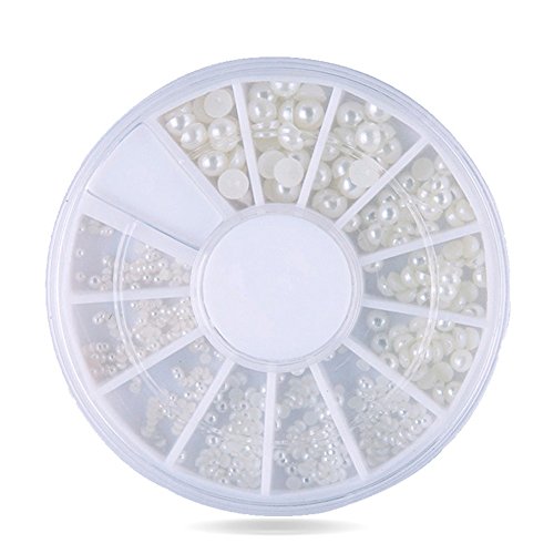 SUPVOX - Perlas de uñas NAI Art cabujón de Perlas para decoración de uñas, 200 Unidades, 2 mm/3 mm (Blanco)