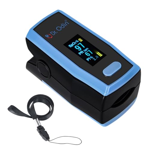 Image of Dr. Odin A330N Pulse Oximeter with Quick Heart Rate and Oxygen Monitoring, OLED Display, Flex Finger Grip, Vibrant OLED (Black & Blue)