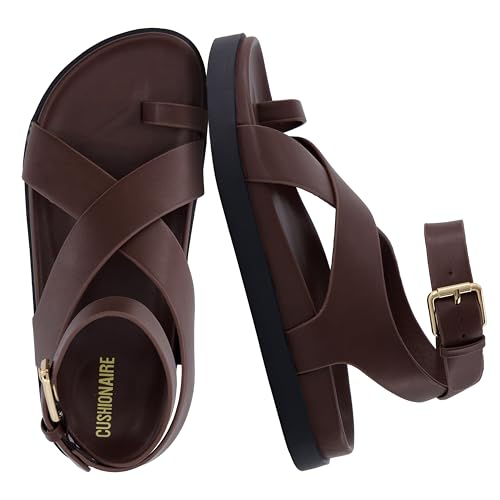 CUSHIONAIRE Entry Womens Ankle Wrap Molded Footbed Sandal with Adjustable Strap | Non-Slip Outsole | Womens Platform Sandals | Comfortable Summer Shoes | Wide Widths Available, CHOCOLATE 6 by CUSHIONAIRE - Used condition - US$37.76
