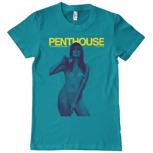 T-Shirt Penthouse January 1982 Cover Hommes bleu imprimé vintage XL