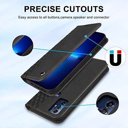 Image of Case for Motorola Moto G Play (2023), Motorola G Pure Case Wallet Premium PU Leather Folio Flip Case with Card Holder Slot Kickstand Strong Magnetic Protective Phone Cover- Black
