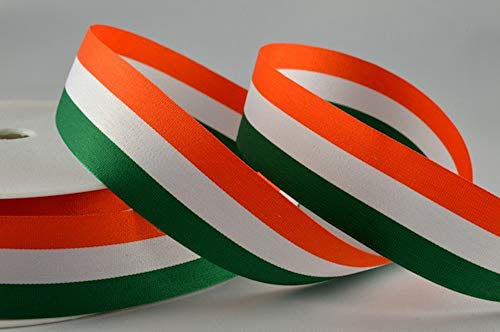 Irish Flag Stripe Ribbon (Tricolour) 25mm x 1 Mtr Cut from roll (Orange/White/Green)