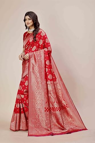 Image of Shasmi Women's Banarasi Saree Pure Kanjivaram Silk Saree Soft new ladies 2025 Design Wear Pattu Sarees Party Sari collections With Blouse Piece for Wedding sadi (PARI-218)
