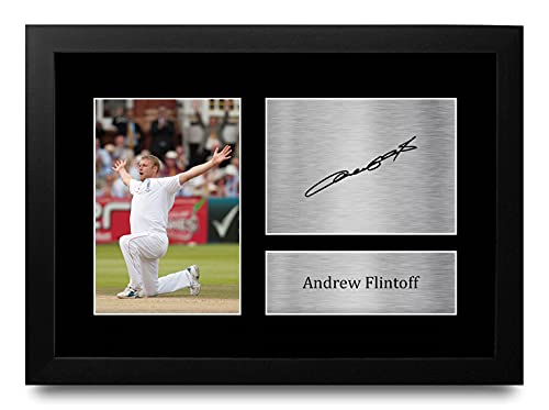 Photo autographe signée Andrew Freddie Flintoff England Cricket format A4 encadré HWC Trading