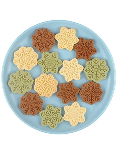 9 Patterns Of 3D Snowflake Cookie Stamps Set, 6 Branches Shaped Snowflakes Stamping Cookie Cutters Food Grade Plastic Direct Embossing Cake Pastry Fondant Stamper Set For Baking (Pink) #TOP5