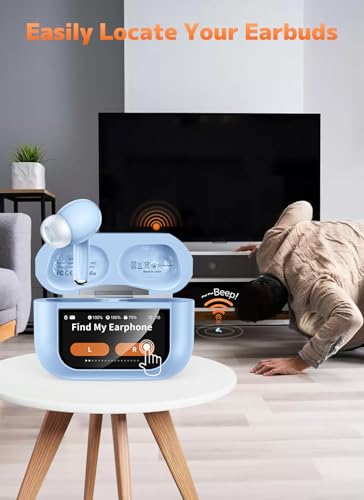 Image of Wireless Earbuds, Bluetooth 5.4 Ear Buds, ENC Noise Cancelling Headphones with 48H Playtime, Bass Stereo Sound, Compatible with iPhone Air /17 /16 /15 /14 /Android, Pad - Sky Blue