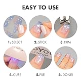 MOYOU LONDON Semi Cured Gel Nail Strips Clear - 20 Pcs. Waterproof Gel Nail Wraps, Cures in Sunlight or UV/LED Lamp, Lasts Up to 2+ Weeks, Stretchable, Easy to Apply & Remove, Vegan & Cruelty-Free - Image 9