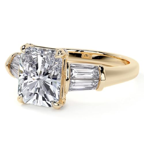 3 CT Radiant Cut Moissanite Engagement Ring for Women | Solitaire Multi Stone Wedding Bridal Ring | Handmade Diamond Jewelry | Anniversary Ring for Her/Gifts