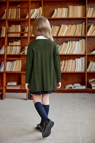 Image of Arshiner Girls Open Front Cardigan Long Sleeve Casual Kids Fall Clothes Solid Thick Chunky Sweater Coat with Pockets