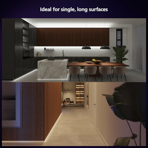 Image of Philips Hue Indoor 10 Ft Smart RGBWW LED Solo Lightstrip Base Kit, 1 Pack, Control with Hue App, LED Strip Lights Compatible with Alexa, Google Assistant and Apple HomeKit, Pack of 4