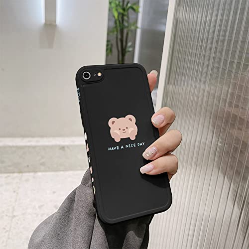 Ownest Compatible For Iphone 7/8/Se 2020/2022 Case Cute Painted Design Brown Bear With Cheeks For Women Girls Fashion Slim Soft Flexible Tpu Rubber For Iphone 7/8/Se 2020/2022-Black #TOP2