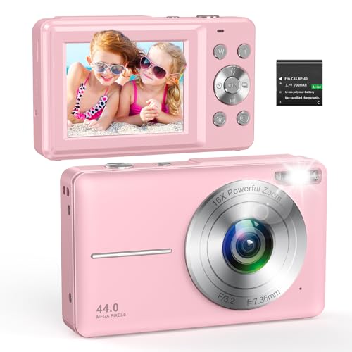 Digital Camera 1080P 44MP Compact Digital Camera 16X Digital Zoom Easy Vlogging Camera Portable Small Camera for Children Teenagers Seniors Beginners