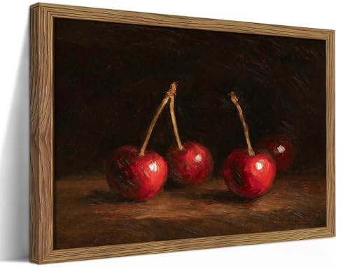 Vintage Cherry Wall Art for Kitchen, Classic Still Life Oil