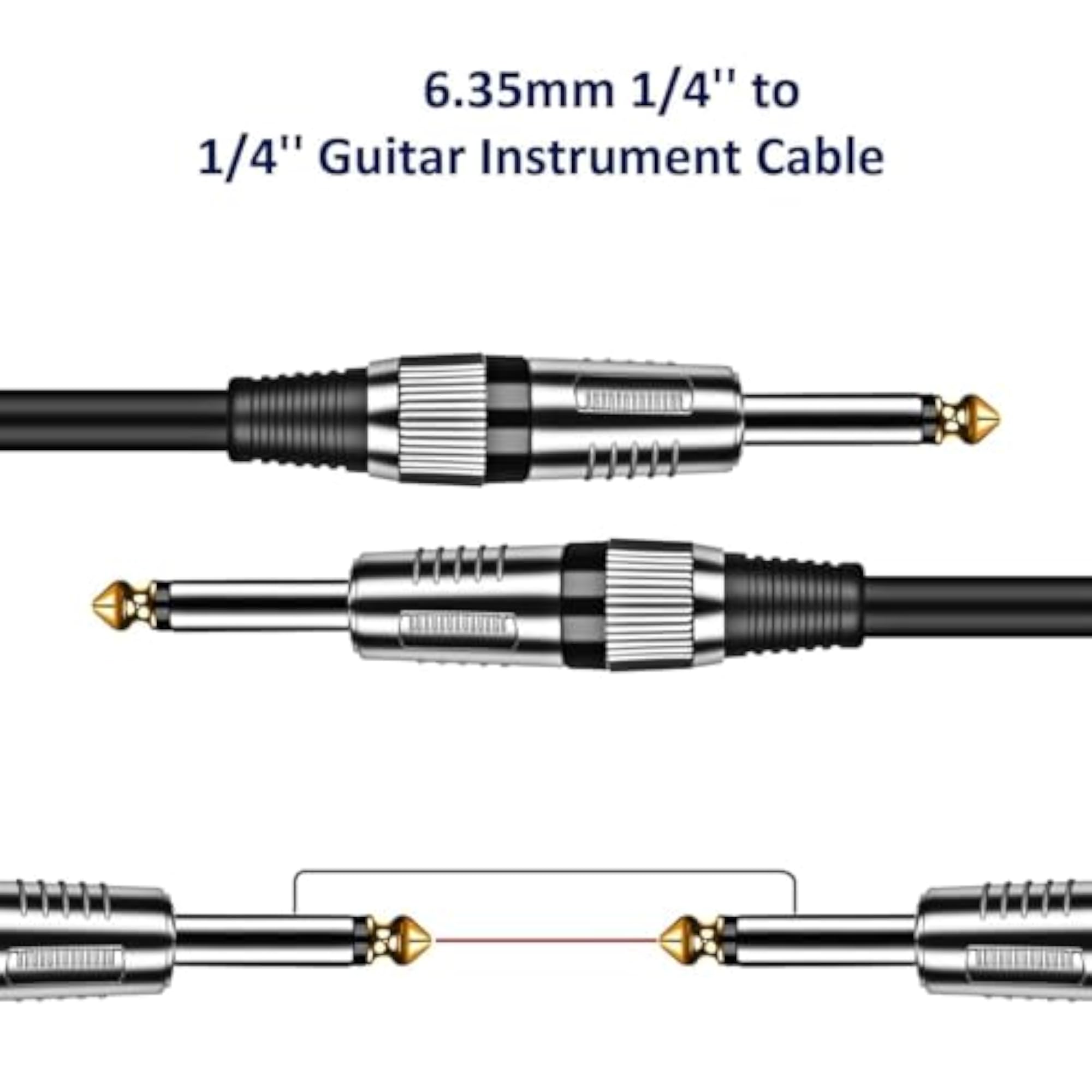 6.35mm Male to Male Mono Plug Cable, 1.5 Meter