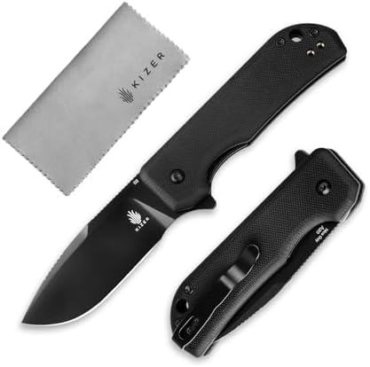 Kizer Nice Guy Pocket Folding Knife, 2.84” D2 Steel Blade knives, G10 Handle Small EDC Knife, Liner Lock Flipper Knives for Men Women, Sharp Camping Hiking Hunting Survival Knives V3011M1