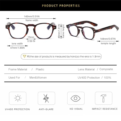 Image of Gleyemor Fashion Sunglasses for Men Women Tortoise Shell Sunglasses Trendy Unisex Style UV400 Protection Shades
