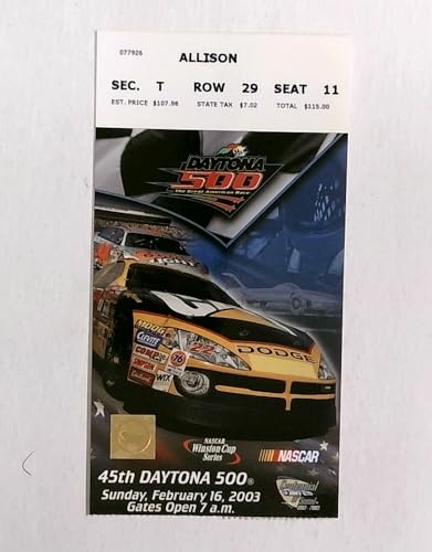 Daytona International Speedway–500 Ticket Stub–NASCAR– 2003