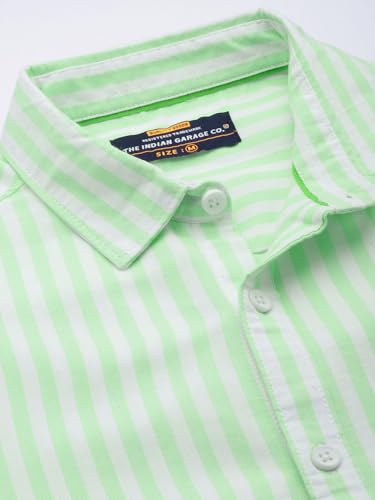 Image of The Indian Garage Co Men Regular Fit Striped Full Sleeves Cutaway Collar Casual Shirt