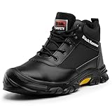 Black Hammer Safety Work Trainers for Men Steel Toe Cap with Midsole Protection Slip Resistant Durable Warehouse and Utility Footwear Shoes with Rubber Outsoles Jobs 2100 (9 UK) Black