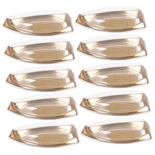 BRIGHTFUFU Traditional Japanese Sushi Takeaway Box 10pcs Plastic Sashimi Tray Sushi Boat Easy to Carry Takeout Containers