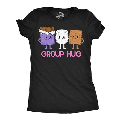 Crazy Dog T-Shirts Womens Smores Graphic T-Shirt - Group Hug Campfire Snack Tee for Camping and Cute...
