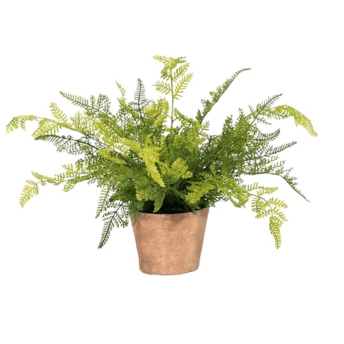 Blooming Artificial - Artificial Fern in Pot for the House, Forest Fern, Year-Round Decorative Foliage for the Home and Office, Charming and Colourful (Green) (27cm)