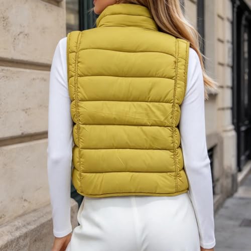 Women's Puffer Vests Lightweight Stand Collar Fashion Warm Sleeveless Coats | Solid Color,Side Pockets,Full Zipper,Quilted Casual Jackets,Fall Winter Daily Wear,Outdoor Travel Hiking Outerwear — view 5
