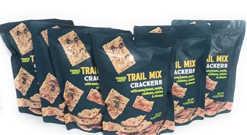 Trader Joe's Trail Mix Crackers with Mung Beans, Seeds, Cashews, Raisins and Cheese, 4.5 oz, 6 Pack