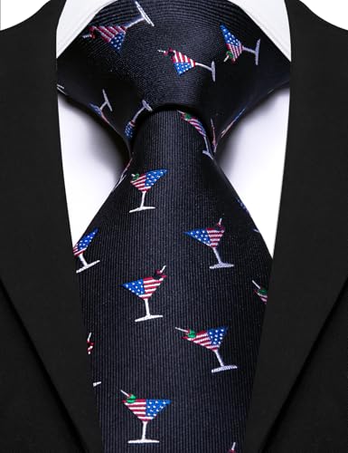 Image of Barry.Wang Silk Ties for Men Fun Necktie and Tie Clip Set for Wedding Party Business Formal Extra Long