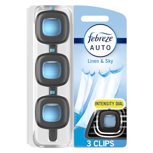 Febreze Car Vent Clips Linen and Sky Air Freshener, 0.04 Pound