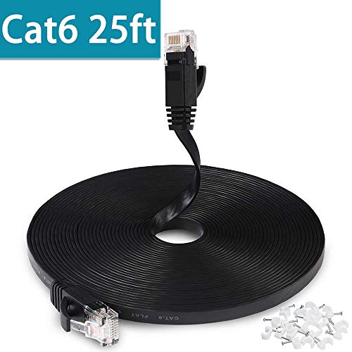 25 ft Ethernet Cable, Cat6 Wireless Network Cable for PS4 Xbox One, Flat