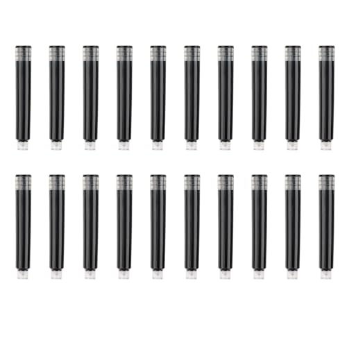 diwedaso Lot de 20 recharges d'encre Rechargeables, débit Fluide et ininterrompu, Remplacement et Utilisation, Compatible avec Fountain Ink International, Noir ineffaçable, 1784 Pierre à Encre