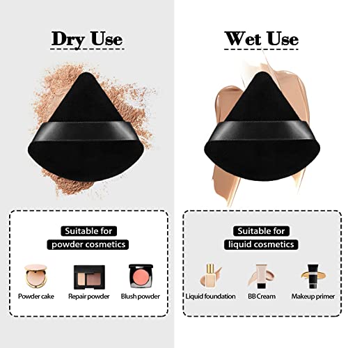 8Pcs Of Triangular Powder Puff Makeup Sponges, Made Of Super-Soft Velvet, Designed For Contouring, Eye, And Corner, Beauty Blender Foundation Mixing Container.(Black) #TOP2