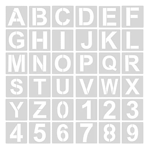 AIEX 36pcs alfabetos número plantilla, 12,5 cm plástico reutilizable plantilla de letras plantillas de artesanía números para pintura DIY Art Projects decoración