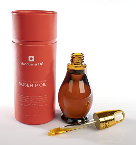 Aceite de rosa mosqueta puro PREMIUM ecológico, Rosehip Oil BIO sin refinar, alta capacidad regeneradora para piel, cabello, uñas, arrugas, estrías y cicatrices 50 ml