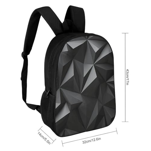 Black Geometric Backpack for Men Women, Heavy Duty Backpack Large Capacity, Durable Lightweight Travel Daypack2