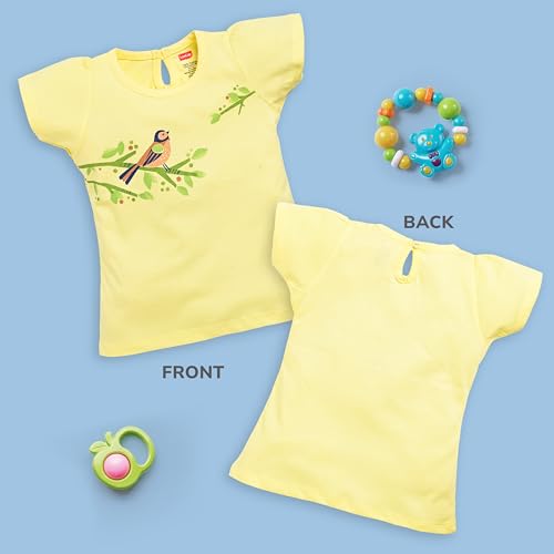 Image of LuvLap Baby Girls Regular Fit 100% Cotton Half Sleeves Girls Top Pack of 5
