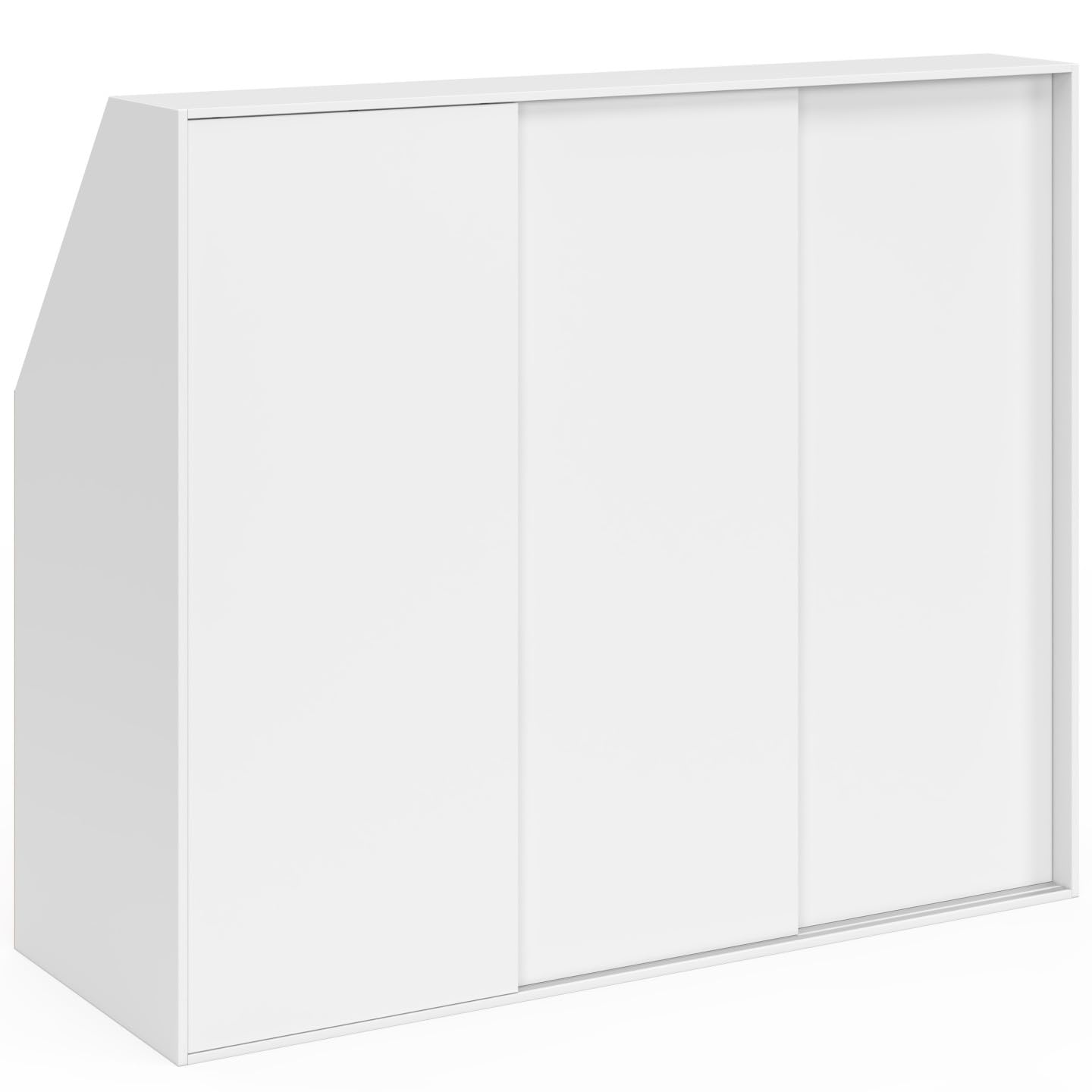 IDMarket - Armoire sous Pente 3 Portes coulissantes 3 Niveaux TOMI 130 x 50 x 70/110 cm Blanc
