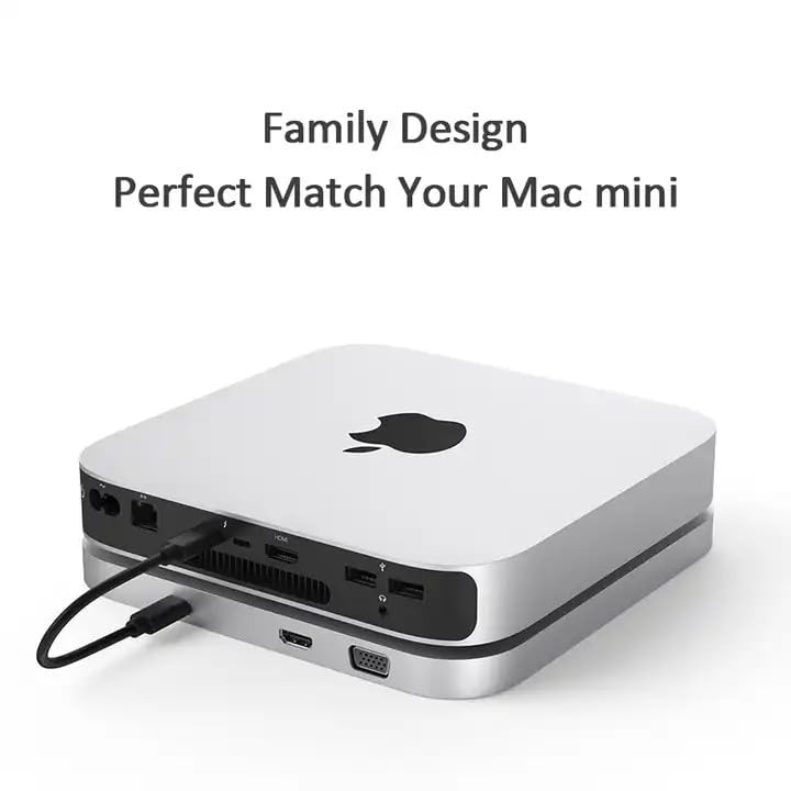 Linkify MC25H 8 in 1 Mac Mini Hub with 4K HDMI/VGA/Type-C Port/SD
