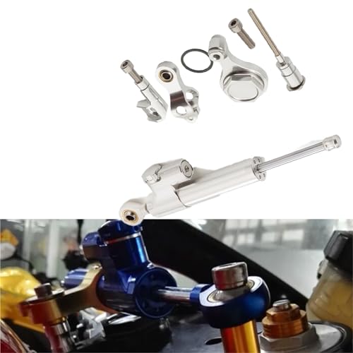 Amortisseur de direction argent pour moto Yamaha YZF R6 finition aluminium usiné haut de gamme