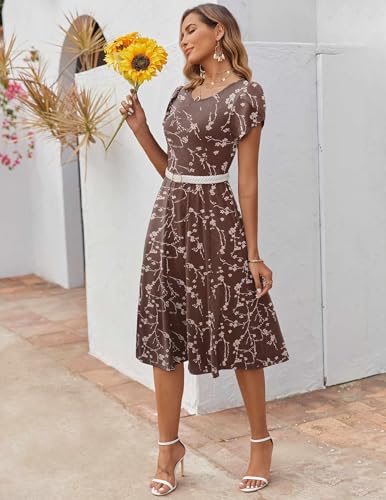 Image of ZEAGOO Womens Casual Dresses for Summer Short Sleeve Flare Midi Dress Loose Flowy Beach Sundress