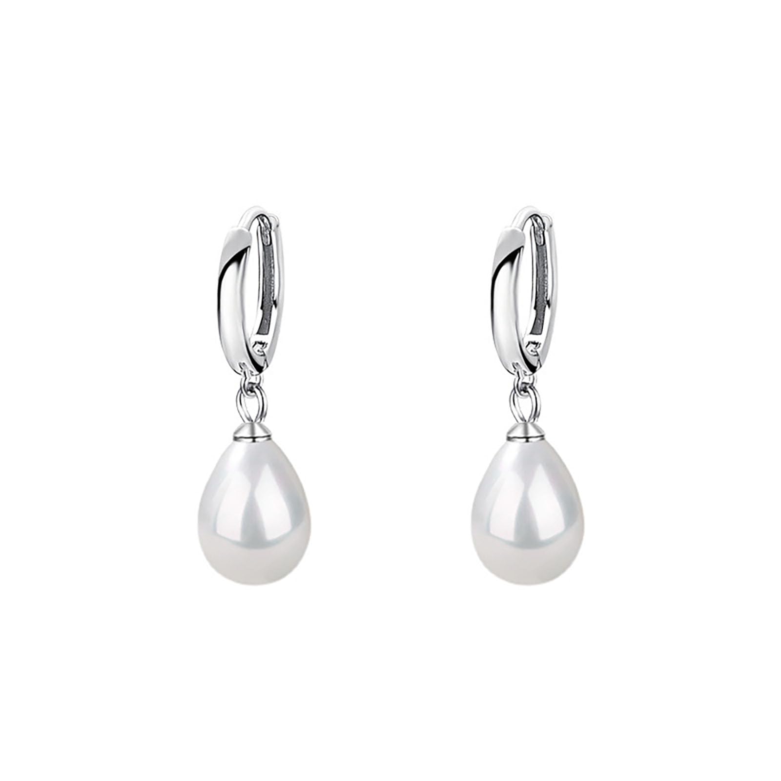 HmzidzPendientes con Colgante de Perlas,Pendientes Lagrima de Perlas Blancas,Aretes de Plata Ley 925 para Mujer,Pendientes de Aro Pequeños,Pendientes Bisuteria Regalo Fiesta para Mujer Niñas