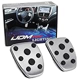 iJDMTOY 2pc OE-Spec Track Racing Style Direct Fit Silver Aluminum Clutch & Brake Pedal Covers Compatible with Subaru BRZ WRX STI Forester Impreza Legacy Outback Manual Transmission