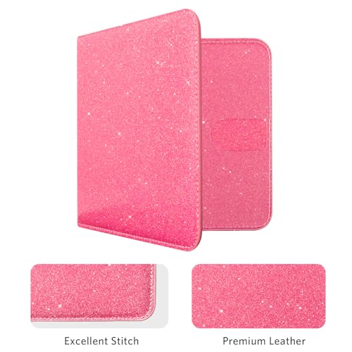 Image of CoBak Car Registration and Insurance Holder - Vehicle Glove Box Car Organizer, Auto Truck Comparment Accessories Case for Essential Document, Driver License, Cards (Glitter Rosy)