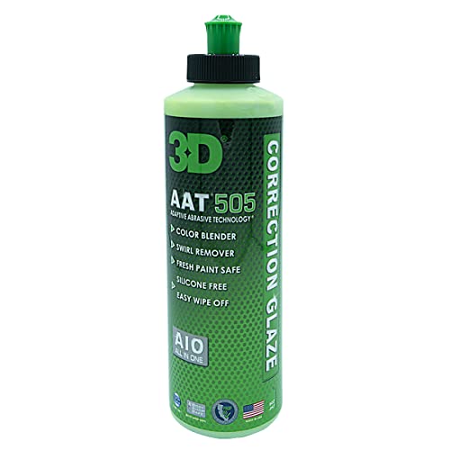 3D AAT 505 Correction Glaze - 8oz - Body Shop Swirl Remover for Freshly Painted Vehicles - Montan UV Protection - Easy Clean Up - Adaptive Abrasive Technology
