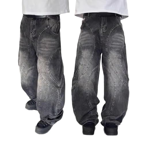 Barrel Jeans Men Supper Baggy Patchwork Wide Leg Skater Denim Pants Streetwear High Waist Barrel Leg Bottoms Relaxed Fit2