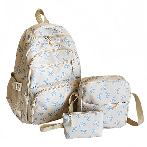 Coquette Bow Backpack Rucksack 3Pcs Set for Girl, Cute Preppy Backpack Set Aesthetic Daypack (5#)