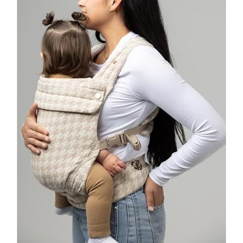 Mabē Monarch Ergonomic Baby Carrier – Premium Cotton Soft Structured Newborn to Toddler Carrier with Hip-Healthy Design, 3 Carry Positions (7-35lbs), Lightweight & Breathable, (Houndstooth)