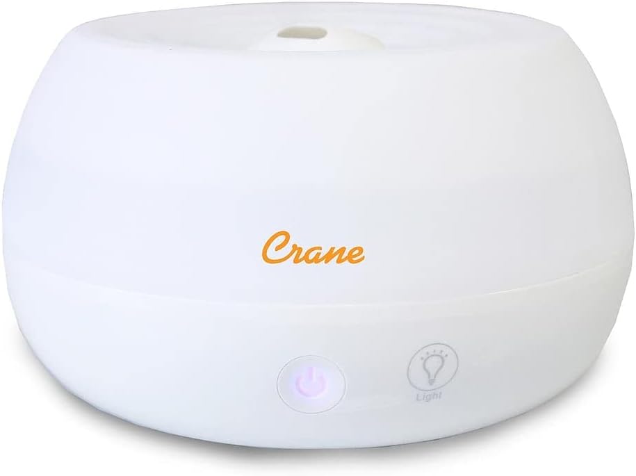 Portable Ultrasonic Travel Humidifier & Aroma Diffuser – 0.2 Gallon Cool Mist, No Filter Required, Optional Essential Oil Tray, Whisper-Quiet for Babies, Travel, & Small Rooms (White)