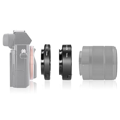 Neewer® Tubo de extensión Macro ABS AF Enfoque automático Conjunto de 10 mm y 16 mm para Sony NEX E-Mount Cámara NEX 3/3 N/5/5 N/5R/A6000/A6300 y Full Frame A7 A7S/A7SII A7R/A7RII a7ii